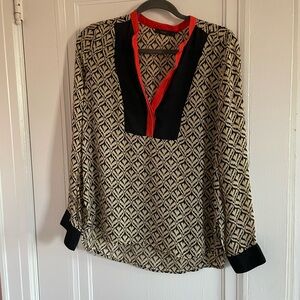 Geometric Black and Cream Women's Top